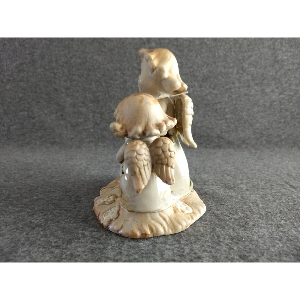 Angel Trio Ceramic Candle Holder Glazed Star‎ Luminary w/ Tealight Christmas NEW